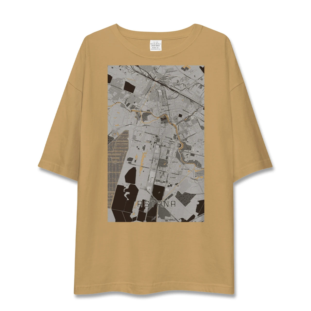 【アスタナ(カザフスタン)】地図柄ビッグシルエットTシャツ