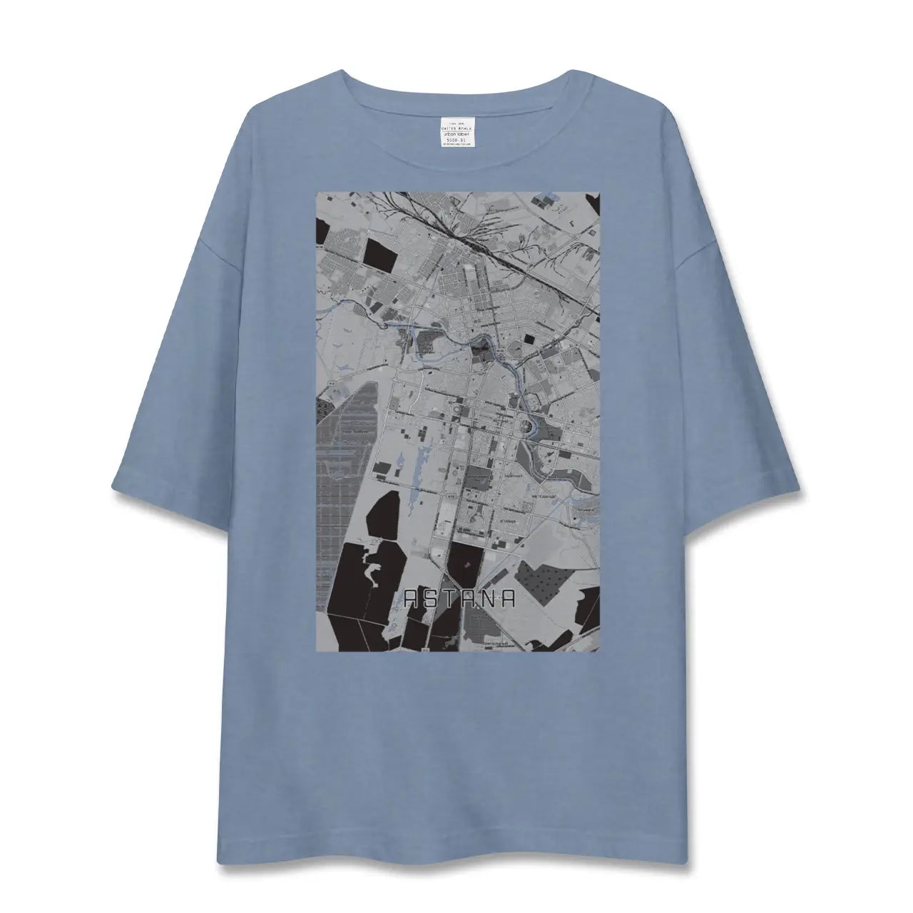 【アスタナ(カザフスタン)】地図柄ビッグシルエットTシャツ