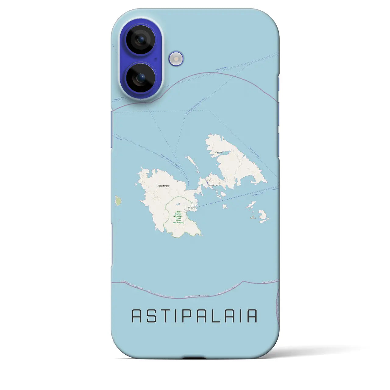 【アスティパレア(ギリシャ)】地図柄iPhoneケース(バックカバータイプ)ブラック・iPhone 16 Pro Max 用