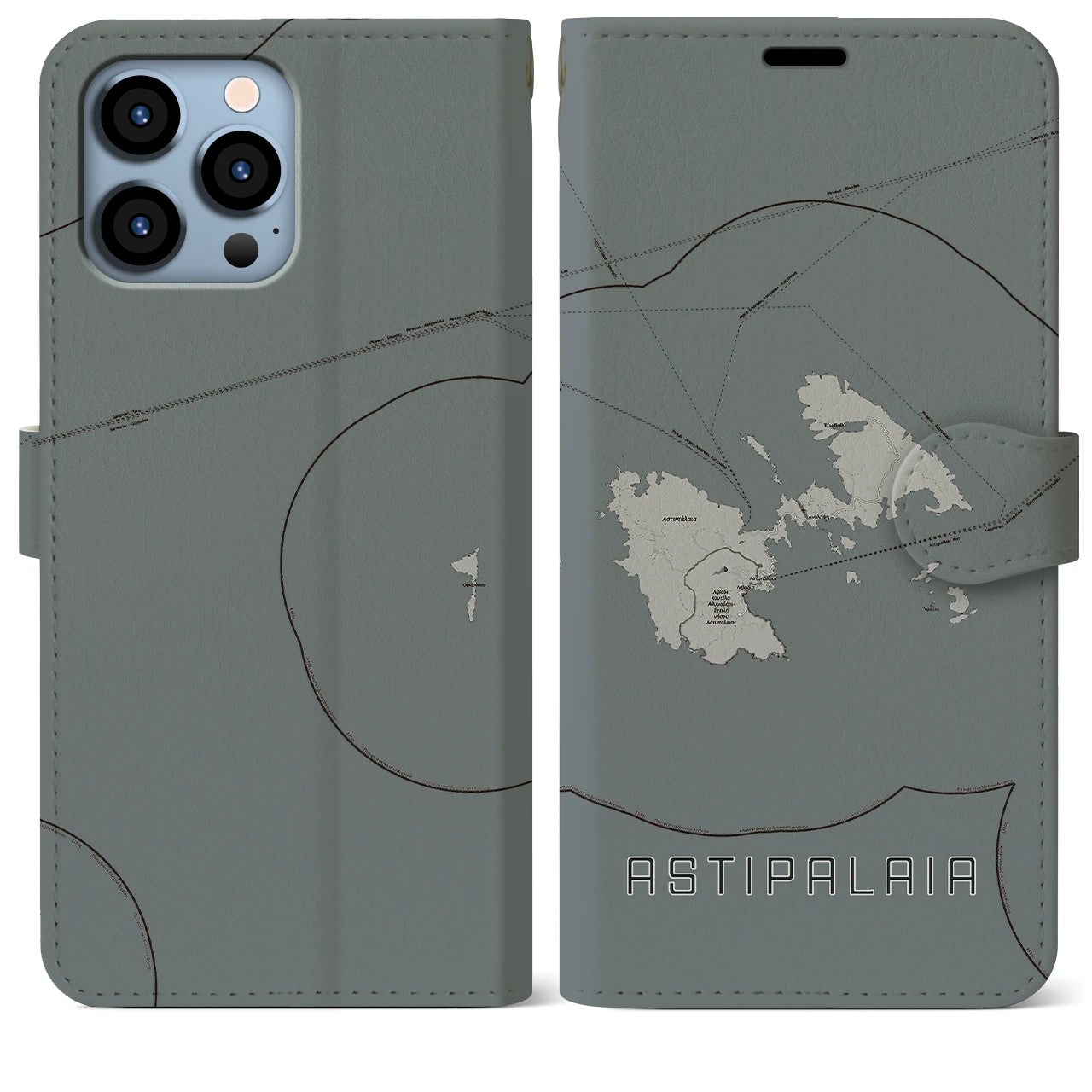 【アスティパレア(ギリシャ)】地図柄iPhoneケース(手帳タイプ)
