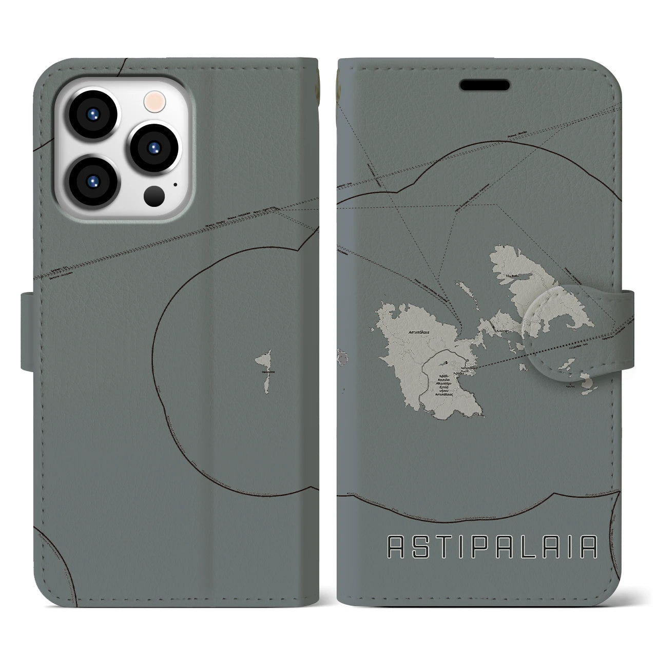 【アスティパレア(ギリシャ)】地図柄iPhoneケース(手帳タイプ)