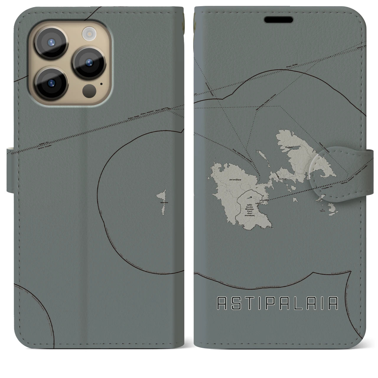 【アスティパレア(ギリシャ)】地図柄iPhoneケース(手帳タイプ)