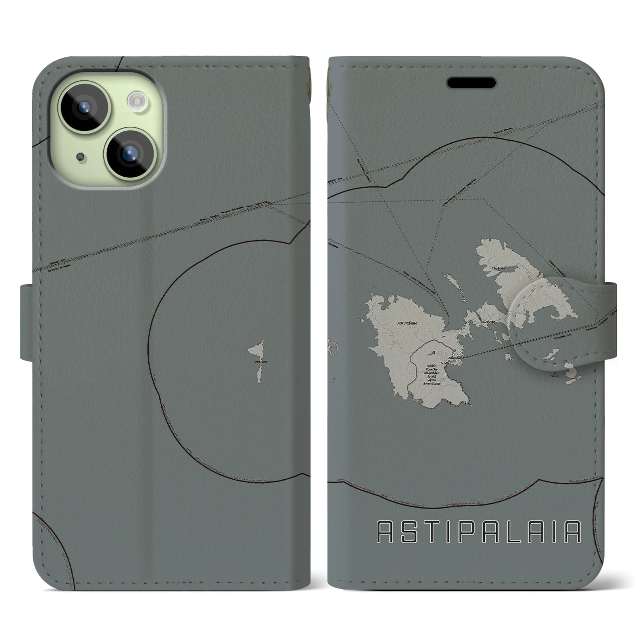 【アスティパレア(ギリシャ)】地図柄iPhoneケース(手帳タイプ)