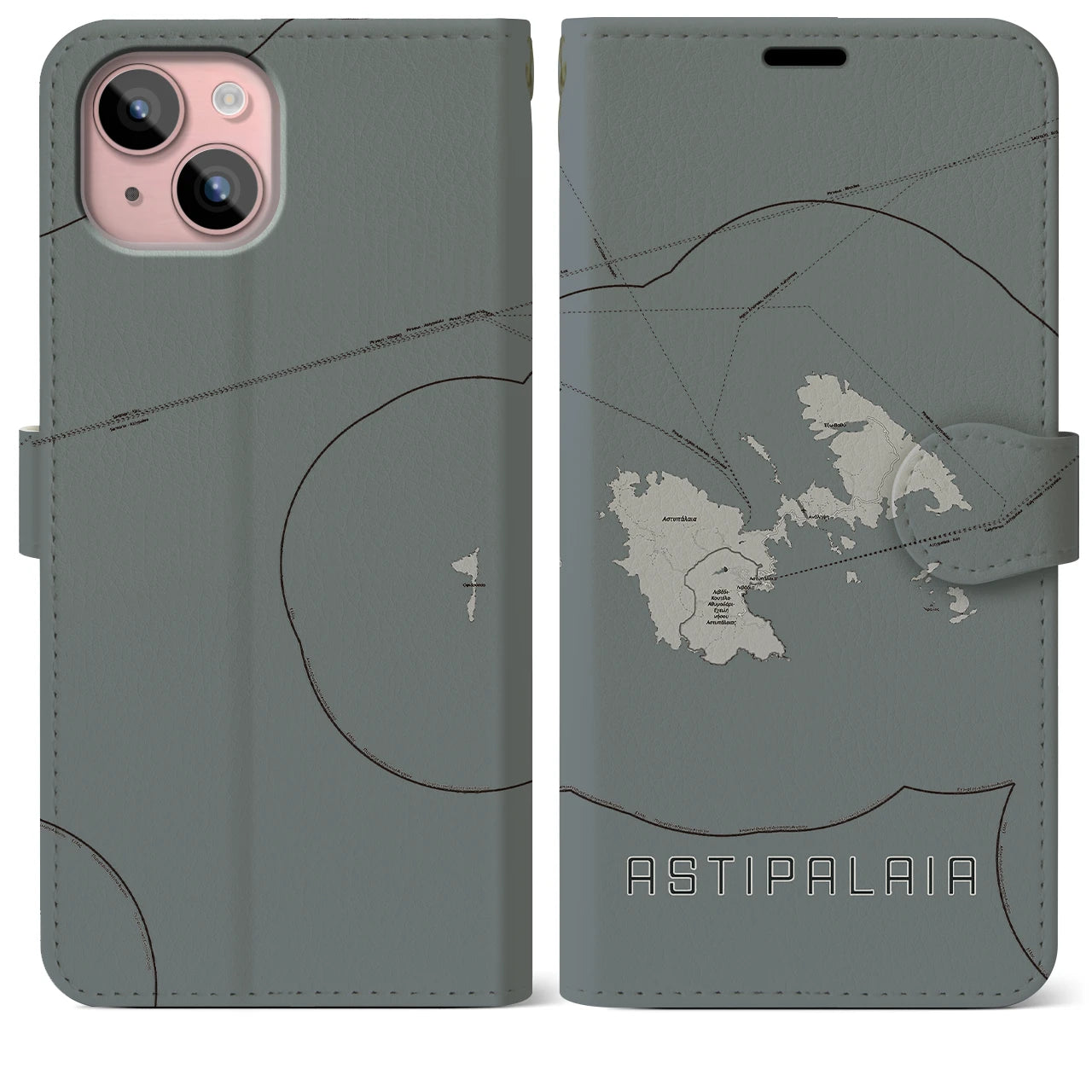 【アスティパレア(ギリシャ)】地図柄iPhoneケース(手帳タイプ)