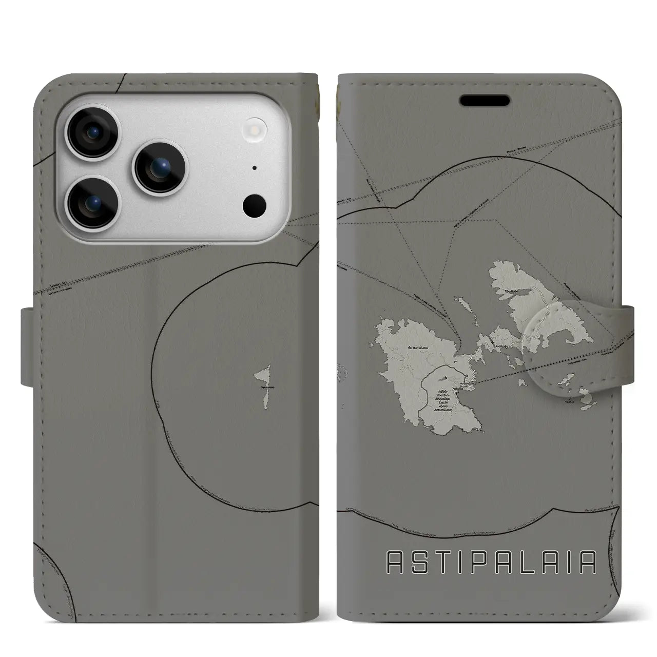 【アスティパレア(ギリシャ)】地図柄iPhoneケース(手帳タイプ)