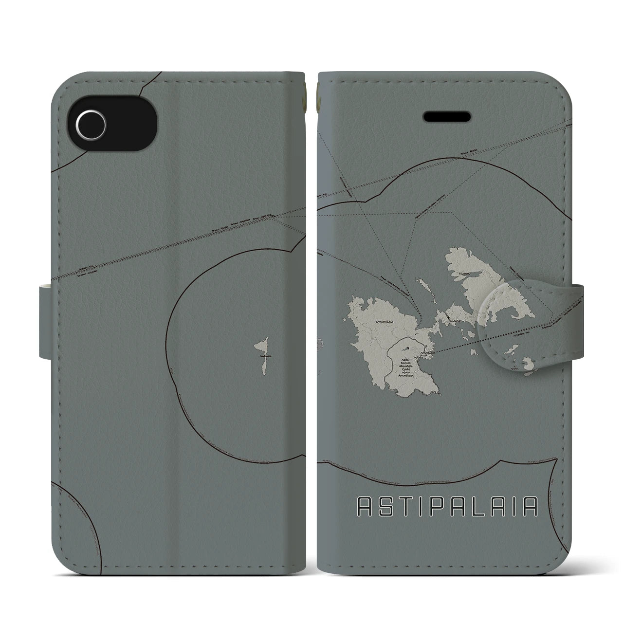 【アスティパレア(ギリシャ)】地図柄iPhoneケース(手帳タイプ)