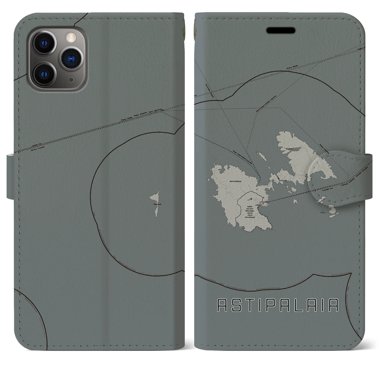 【アスティパレア(ギリシャ)】地図柄iPhoneケース(手帳タイプ)