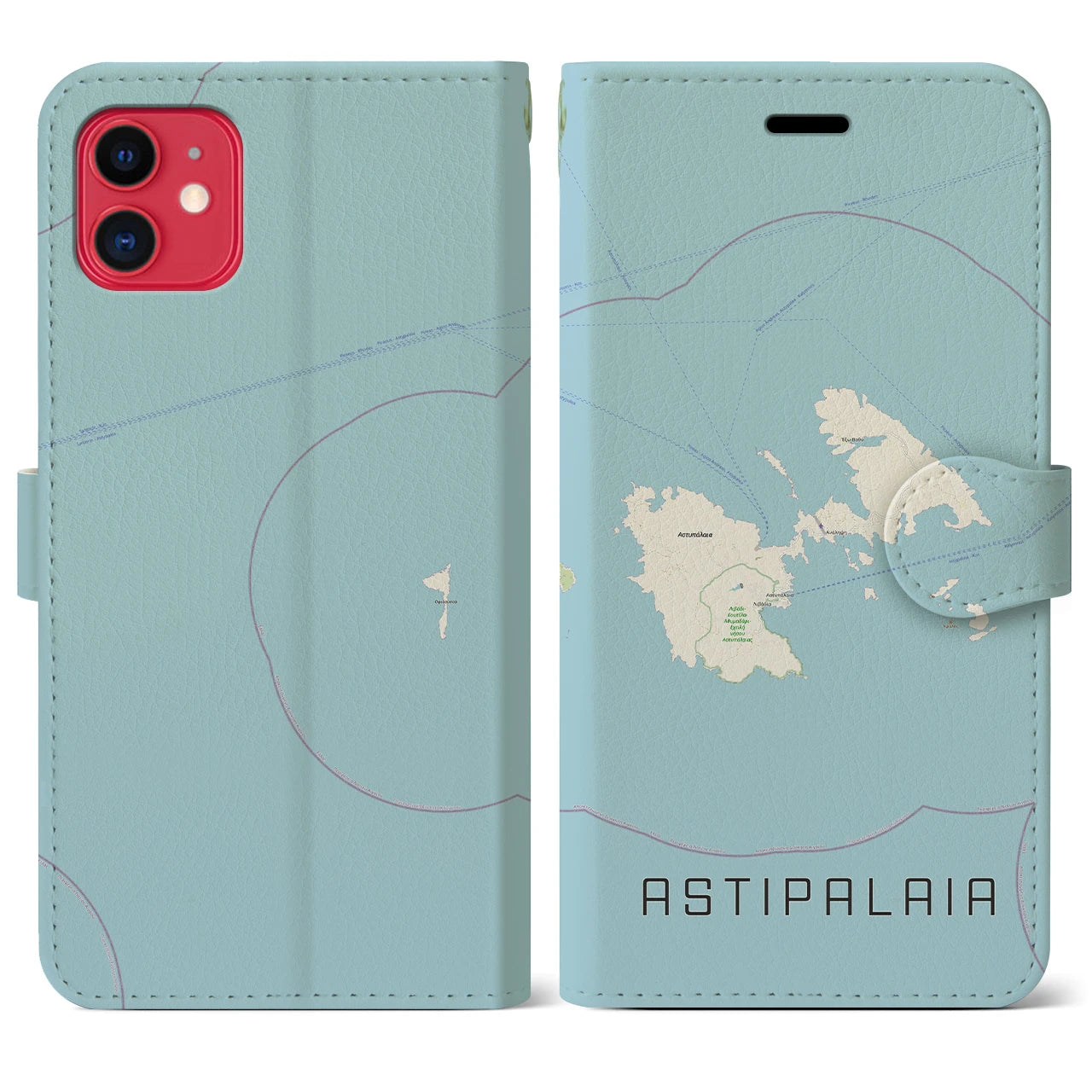 【アスティパレア(ギリシャ)】地図柄iPhoneケース(手帳タイプ)ナチュラル・iPhone 11 用
