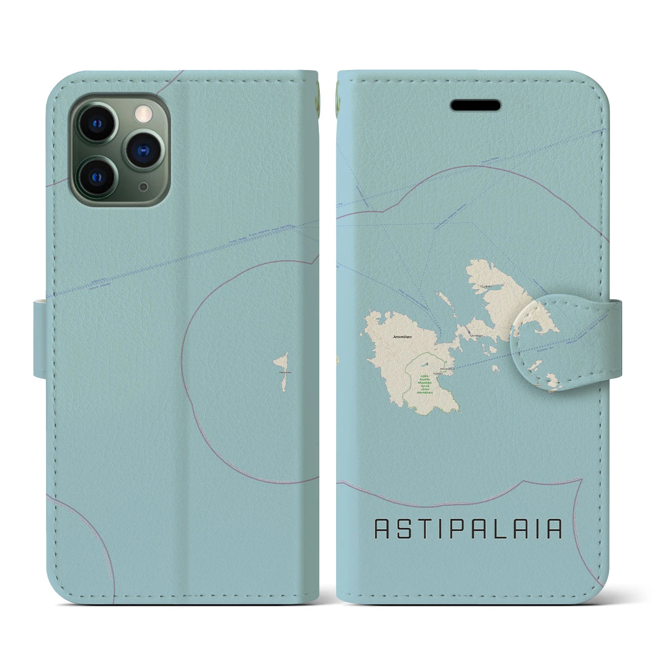 【アスティパレア(ギリシャ)】地図柄iPhoneケース(手帳タイプ)ナチュラル・iPhone 11 Pro 用