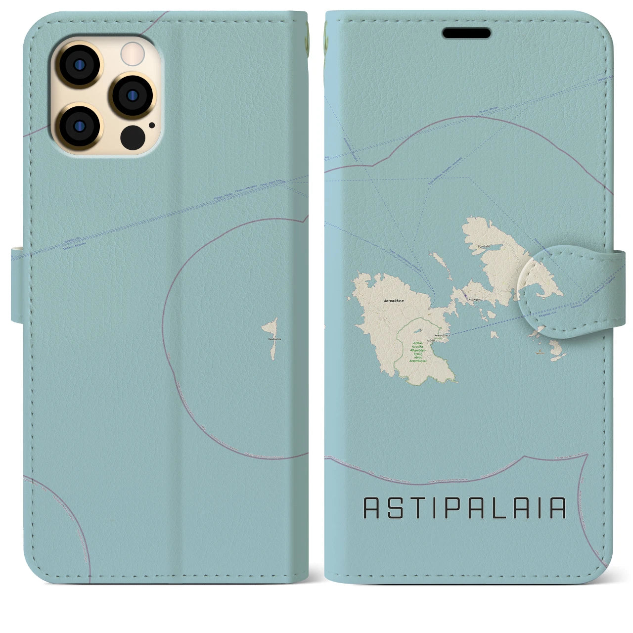 【アスティパレア(ギリシャ)】地図柄iPhoneケース(手帳タイプ)ナチュラル・iPhone 12 Pro Max 用