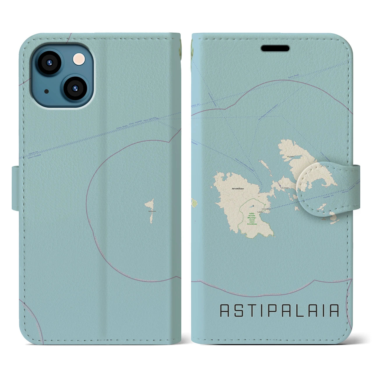【アスティパレア(ギリシャ)】地図柄iPhoneケース(手帳タイプ)ナチュラル・iPhone 13 用