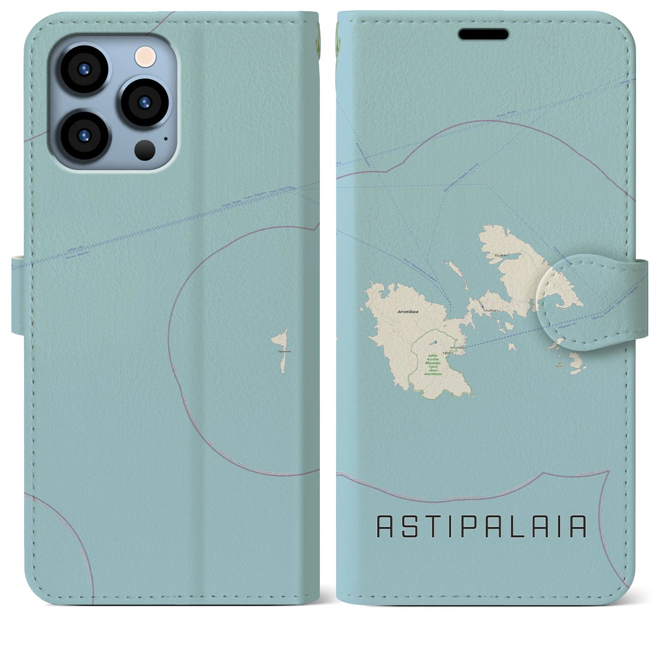 【アスティパレア(ギリシャ)】地図柄iPhoneケース(手帳タイプ)ナチュラル・iPhone 13 Pro Max 用