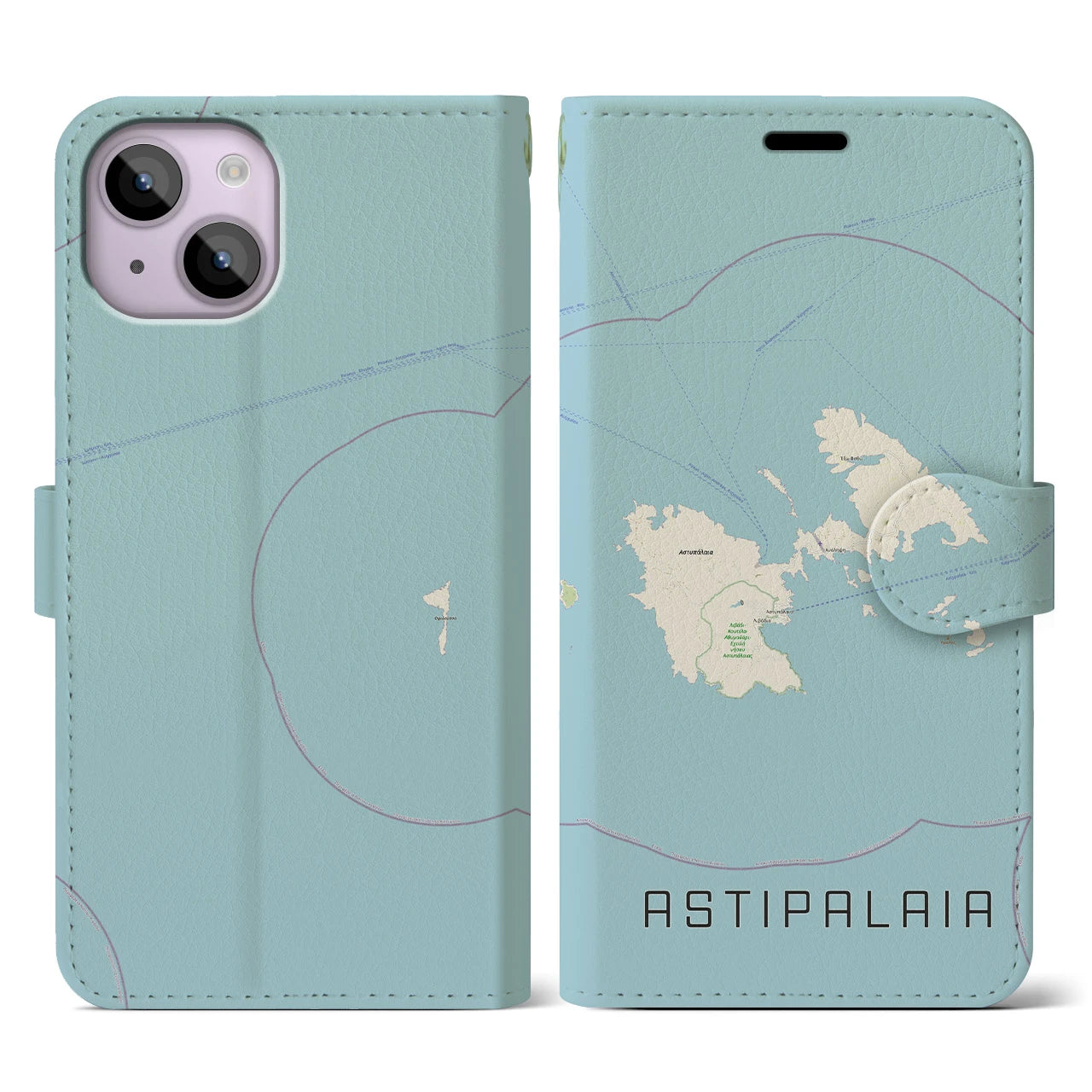 【アスティパレア(ギリシャ)】地図柄iPhoneケース(手帳タイプ)ナチュラル・iPhone 14 用