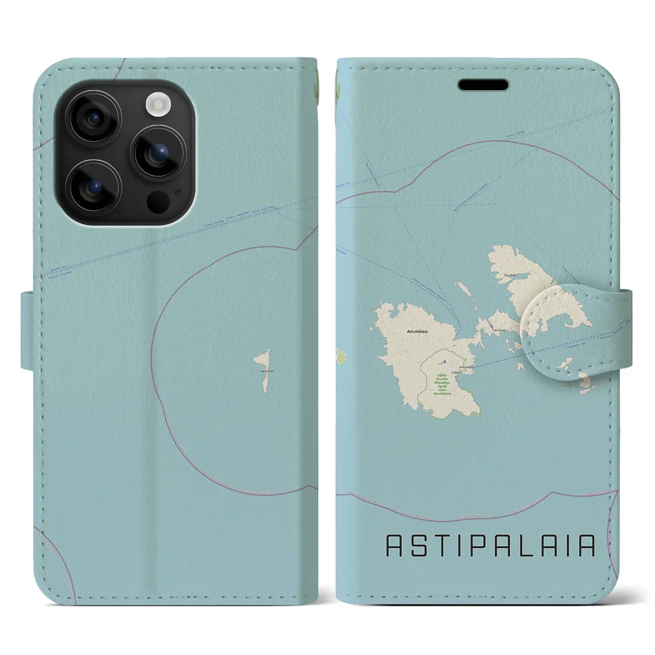 【アスティパレア(ギリシャ)】地図柄iPhoneケース(手帳タイプ)ナチュラル・iPhone 16 用