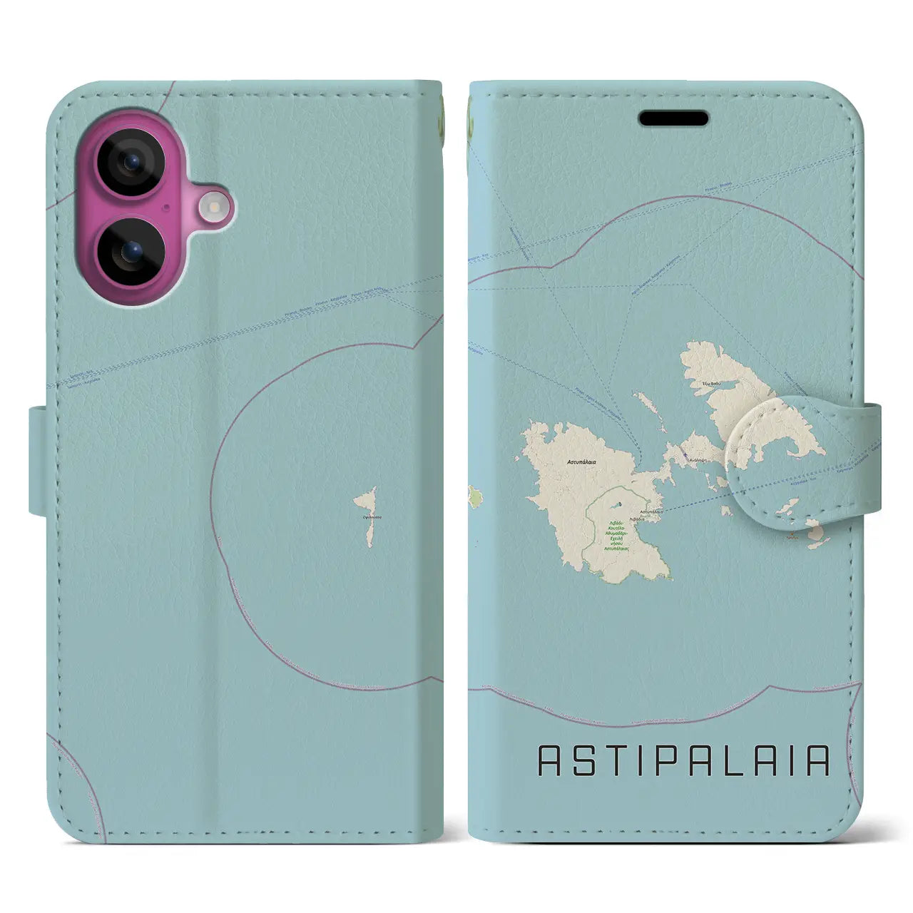 【アスティパレア(ギリシャ)】地図柄iPhoneケース(手帳タイプ)ナチュラル・iPhone 16 Pro 用