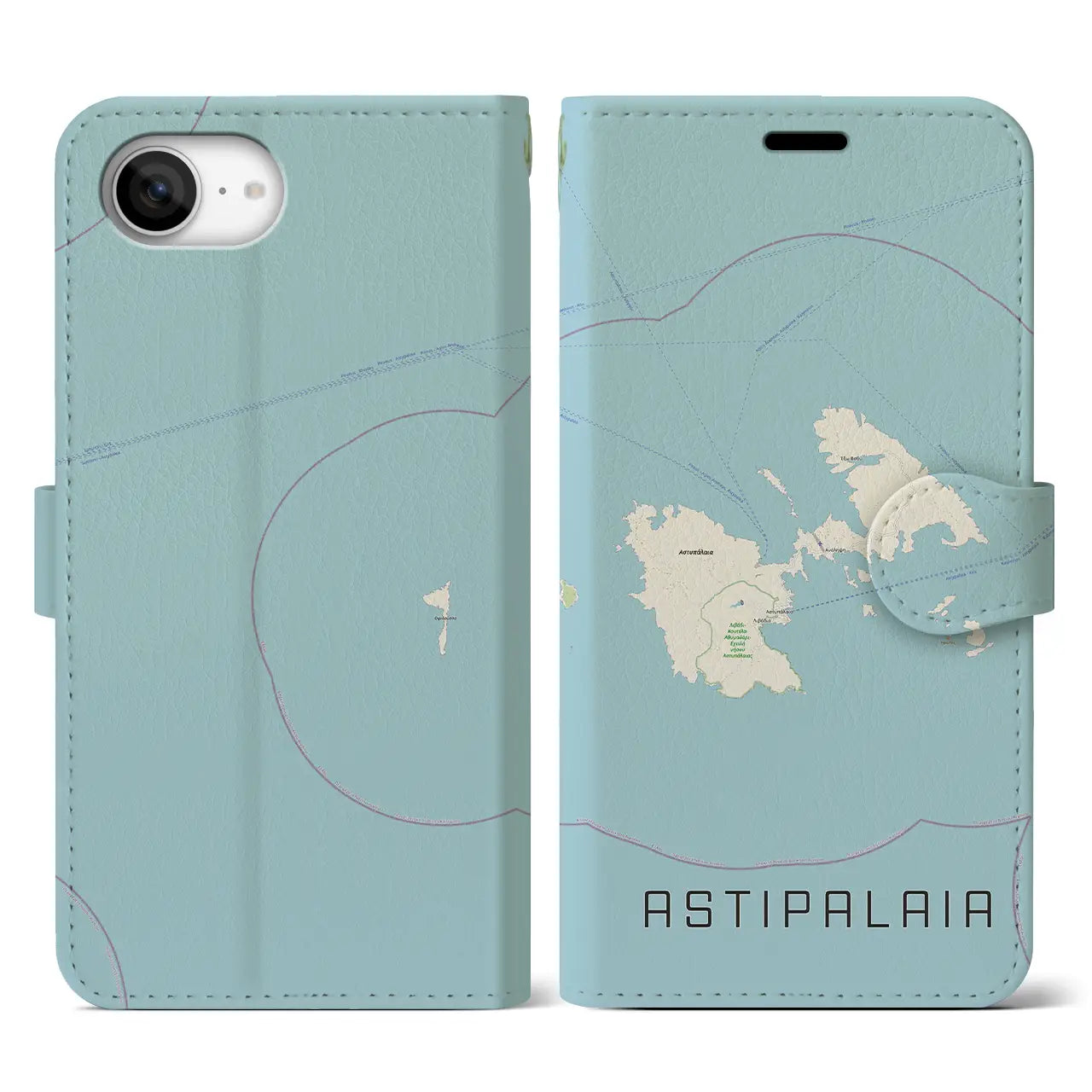 【アスティパレア(ギリシャ)】地図柄iPhoneケース(手帳タイプ)