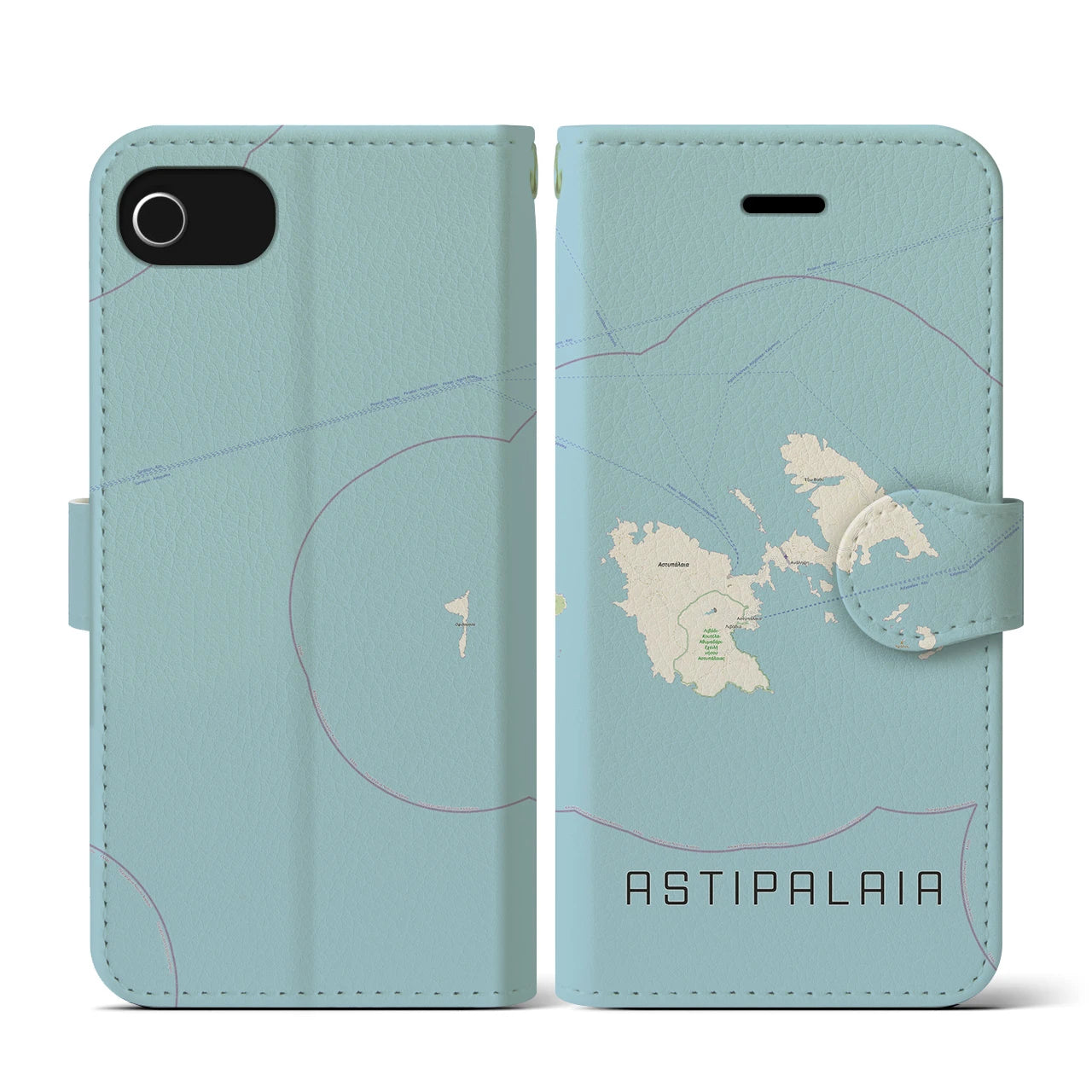 【アスティパレア(ギリシャ)】地図柄iPhoneケース(手帳タイプ)ナチュラル・iPhone SE(第3 / 第2世代) / 8 / 7 / 6s / 6 用
