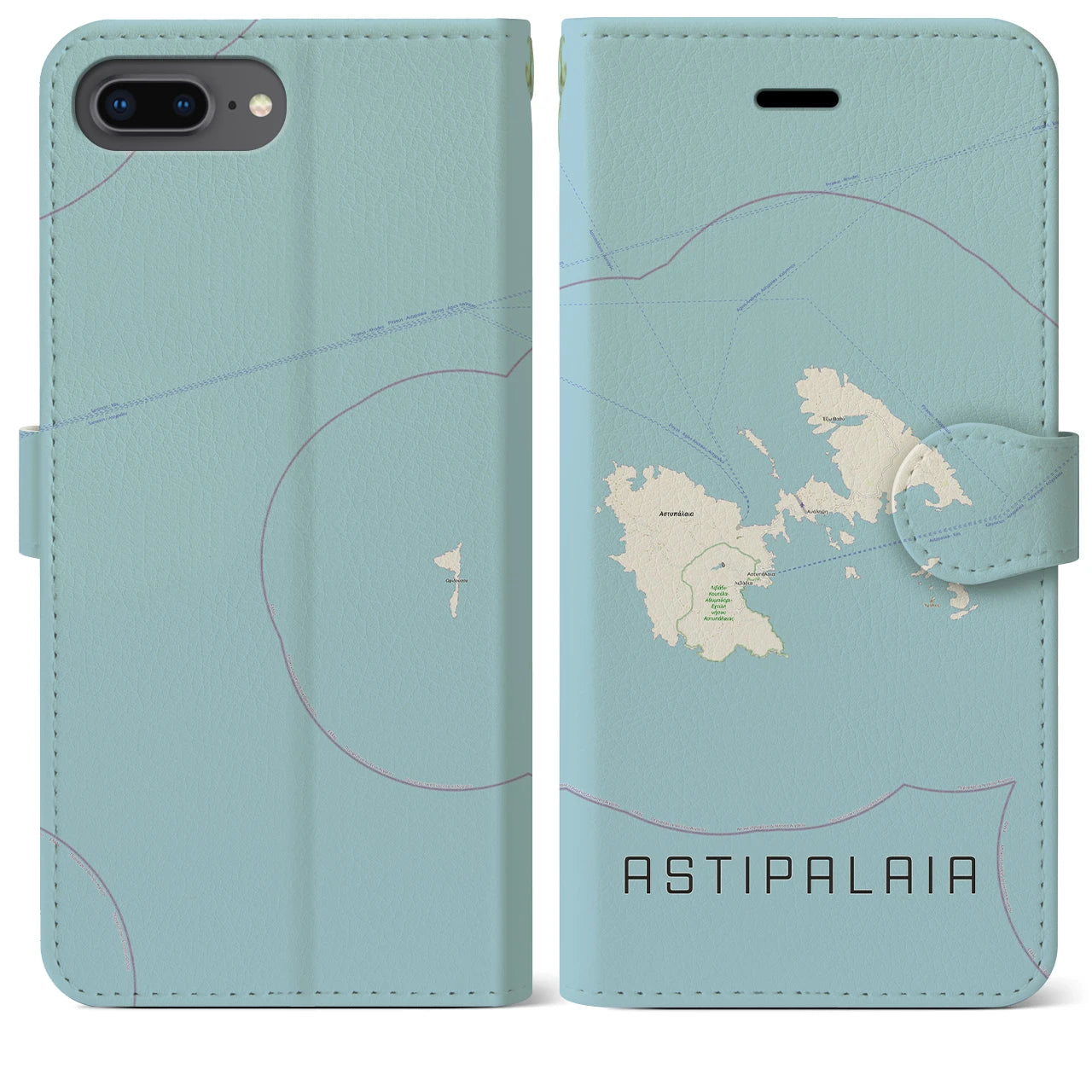 【アスティパレア(ギリシャ)】地図柄iPhoneケース(手帳タイプ)ナチュラル・iPhone 8Plus /7Plus / 6sPlus / 6Plus 用