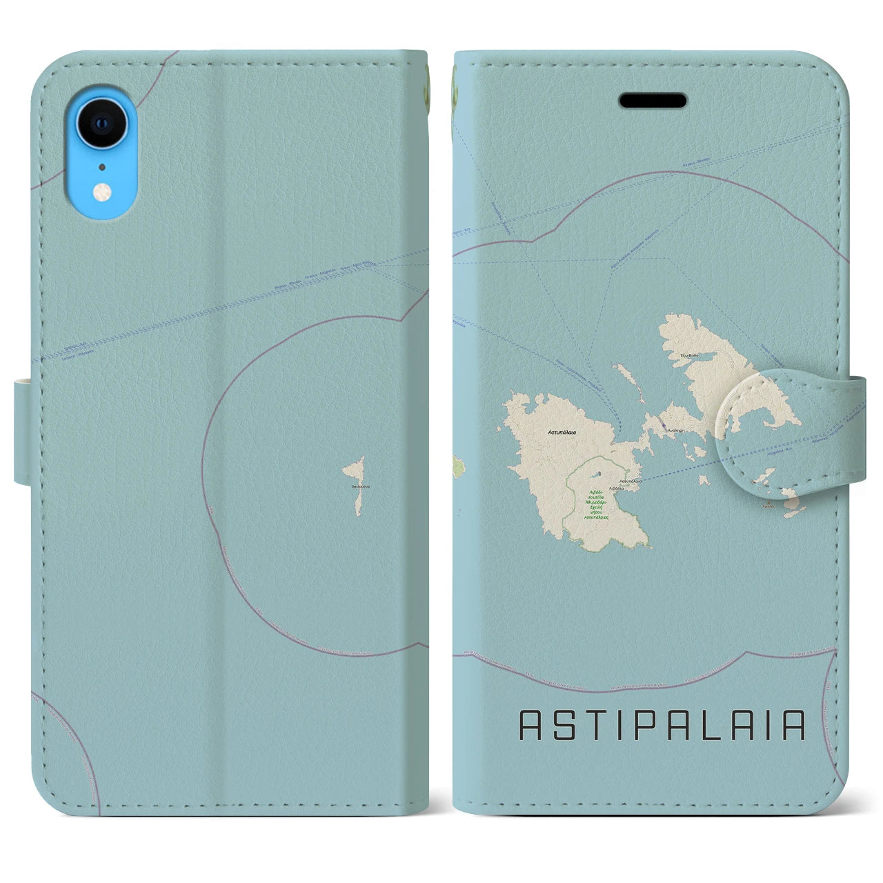 【アスティパレア(ギリシャ)】地図柄iPhoneケース(手帳タイプ)ナチュラル・iPhone XR 用