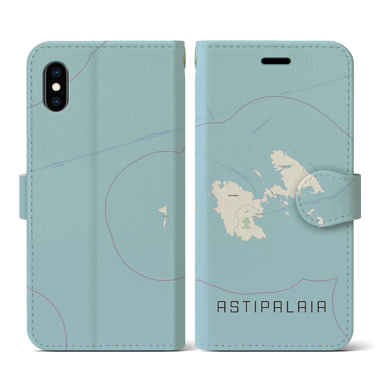 【アスティパレア(ギリシャ)】地図柄iPhoneケース(手帳タイプ)ナチュラル・iPhone XS / X 用