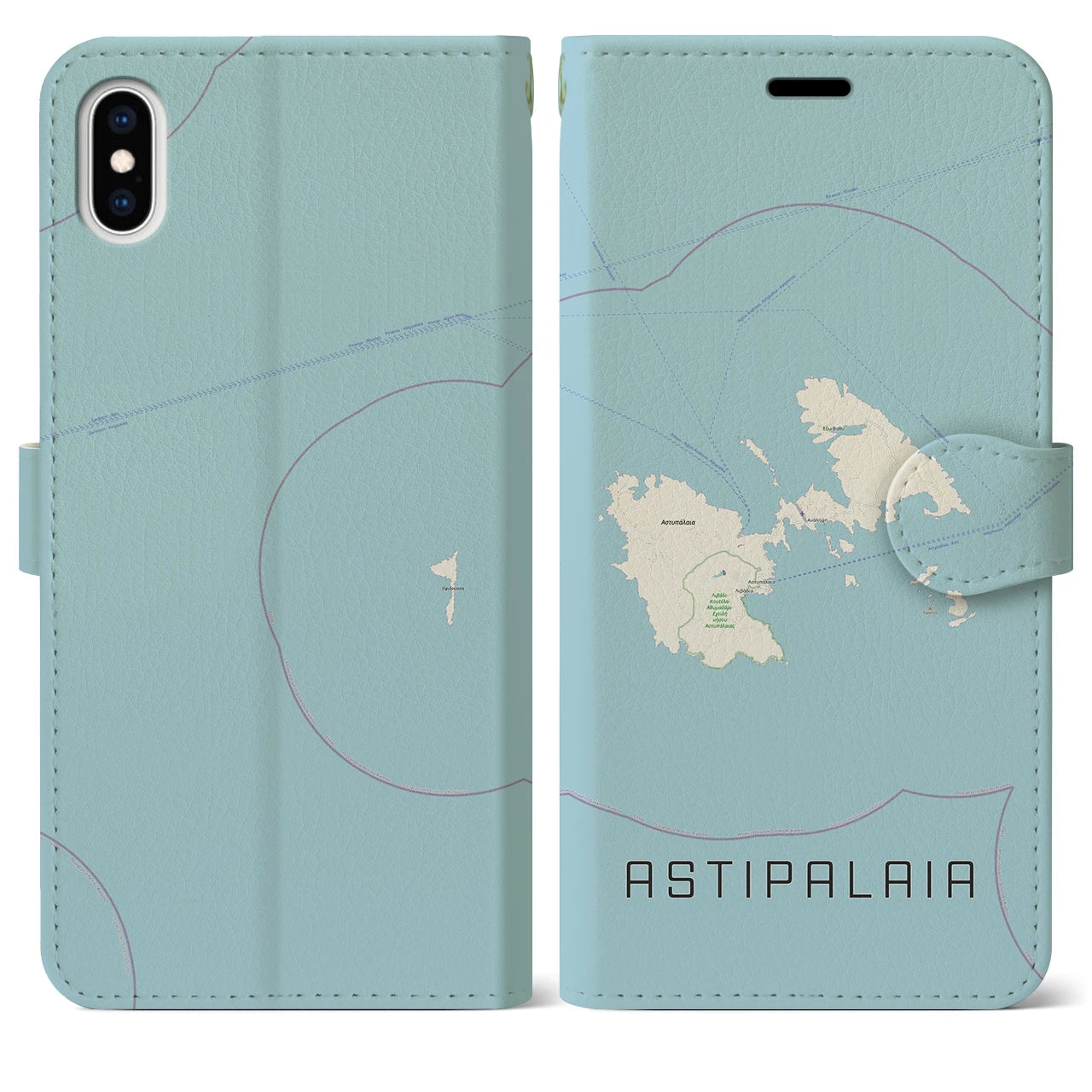 【アスティパレア(ギリシャ)】地図柄iPhoneケース(手帳タイプ)ナチュラル・iPhone XS Max 用