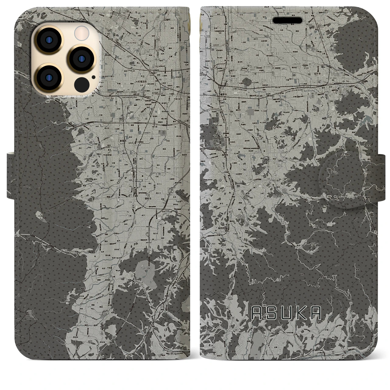 【明日香(奈良県)】地図柄iPhoneケース(手帳タイプ)