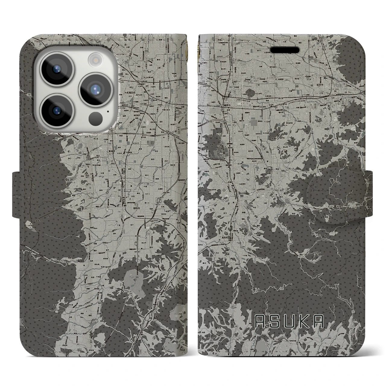 【明日香(奈良県)】地図柄iPhoneケース(手帳タイプ)