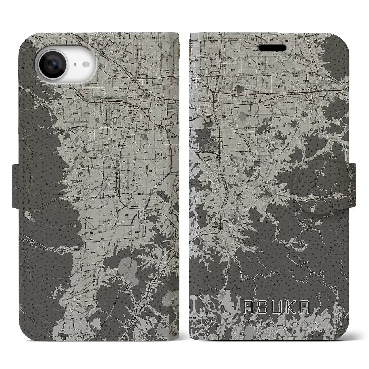 【明日香(奈良県)】地図柄iPhoneケース(手帳タイプ)