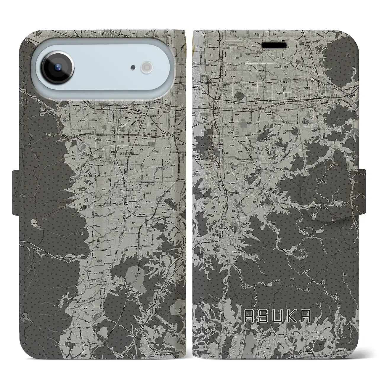 【明日香(奈良県)】地図柄iPhoneケース(手帳タイプ)