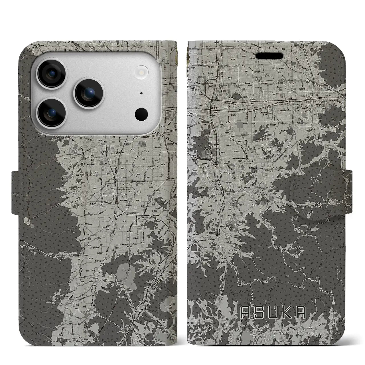 【明日香(奈良県)】地図柄iPhoneケース(手帳タイプ)