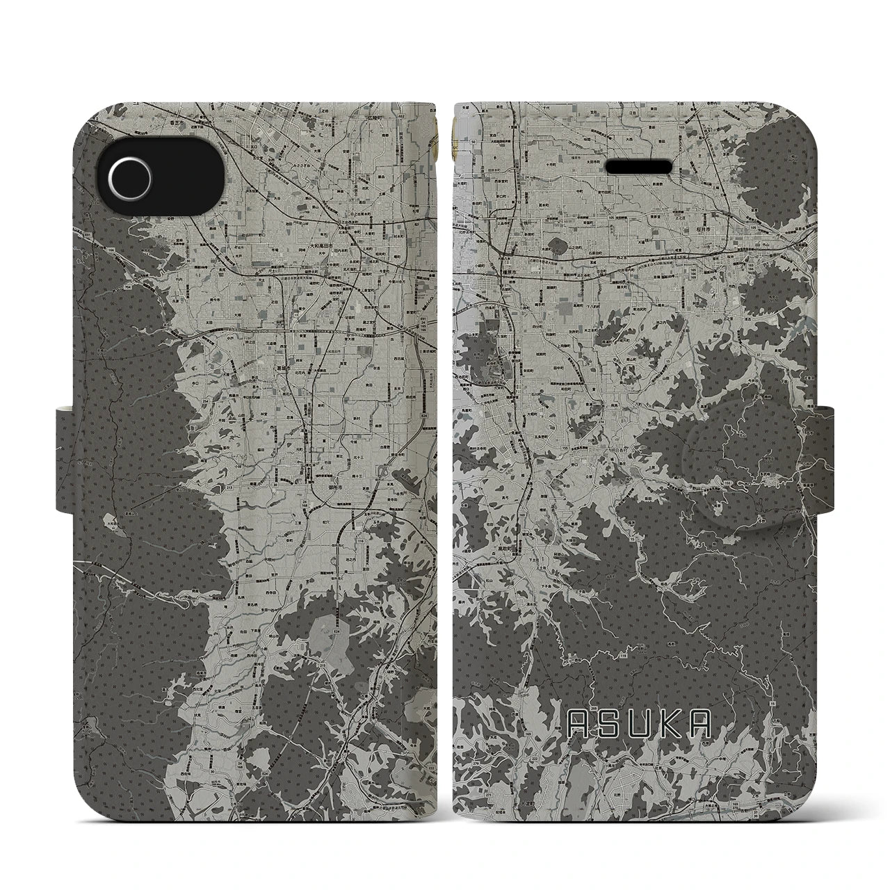 【明日香(奈良県)】地図柄iPhoneケース(手帳タイプ)