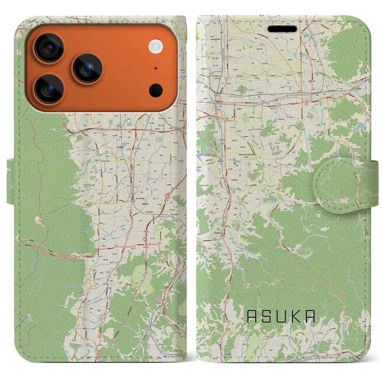 【明日香(奈良県)】地図柄iPhoneケース(手帳タイプ)