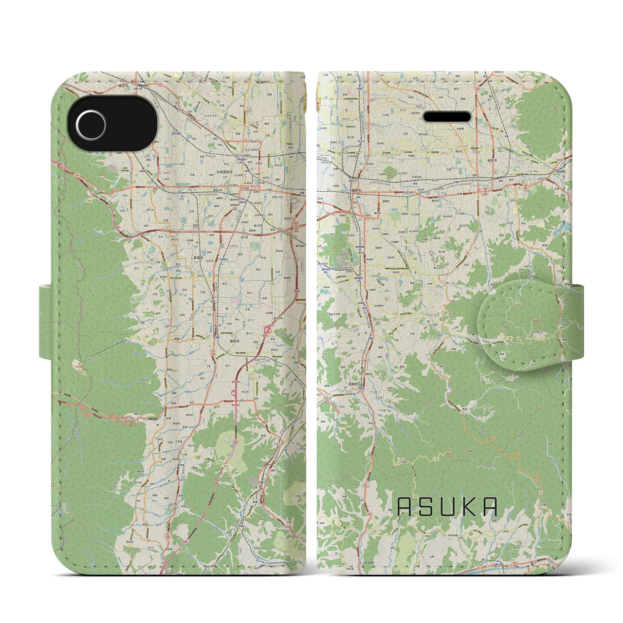 【明日香(奈良県)】地図柄iPhoneケース(手帳タイプ)