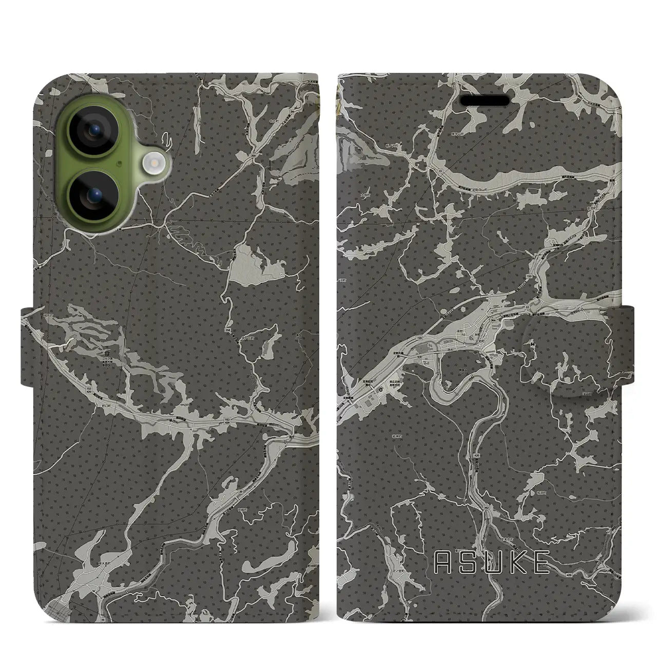 【足助(愛知県)】地図柄iPhoneケース(手帳タイプ)