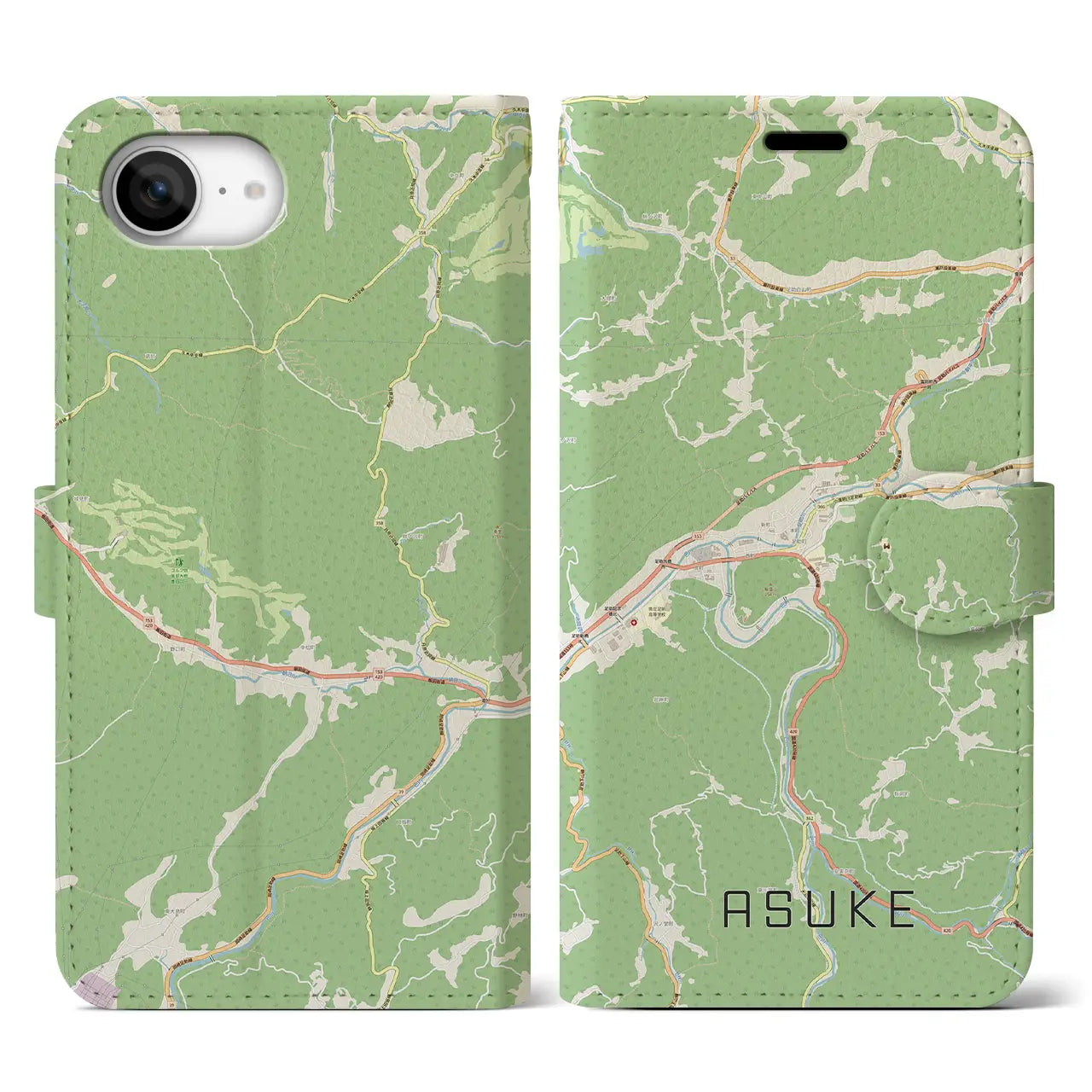 【足助(愛知県)】地図柄iPhoneケース(手帳タイプ)