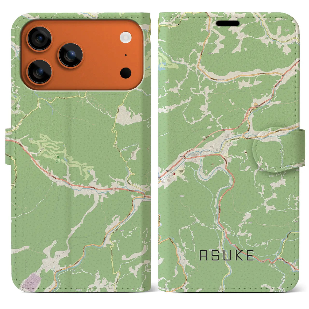 【足助(愛知県)】地図柄iPhoneケース(手帳タイプ)