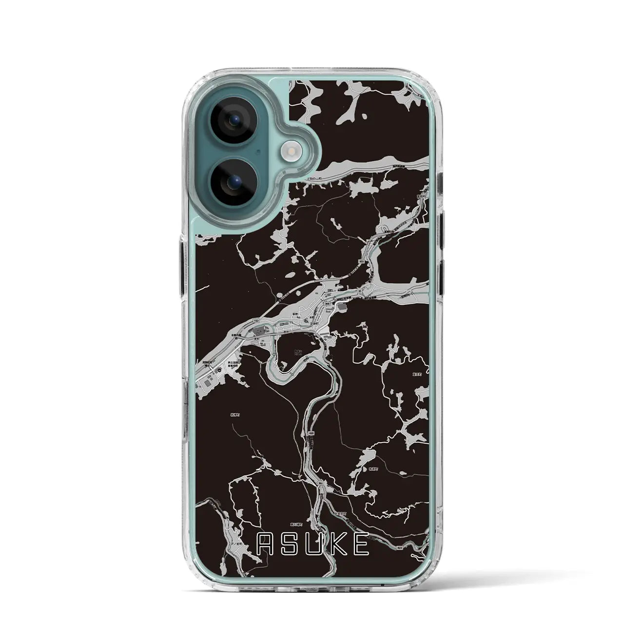 【足助(愛知県)】地図柄iPhoneケース(MagSafeタイプ)モノトーン・iPhone 16 Pro 用
