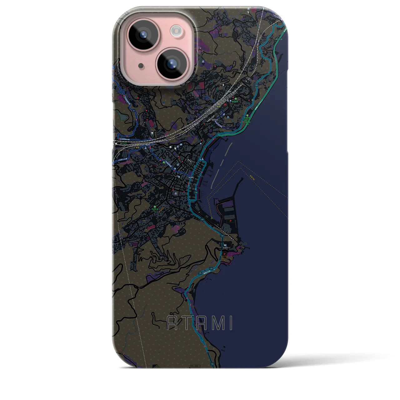 【熱海(静岡県)】地図柄iPhoneケース(バックカバータイプ)