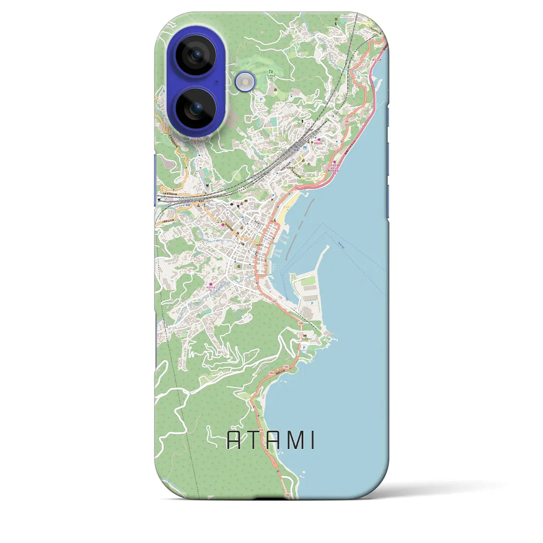 【熱海(静岡県)】地図柄iPhoneケース(バックカバータイプ)ブラック・iPhone 16 Pro Max 用