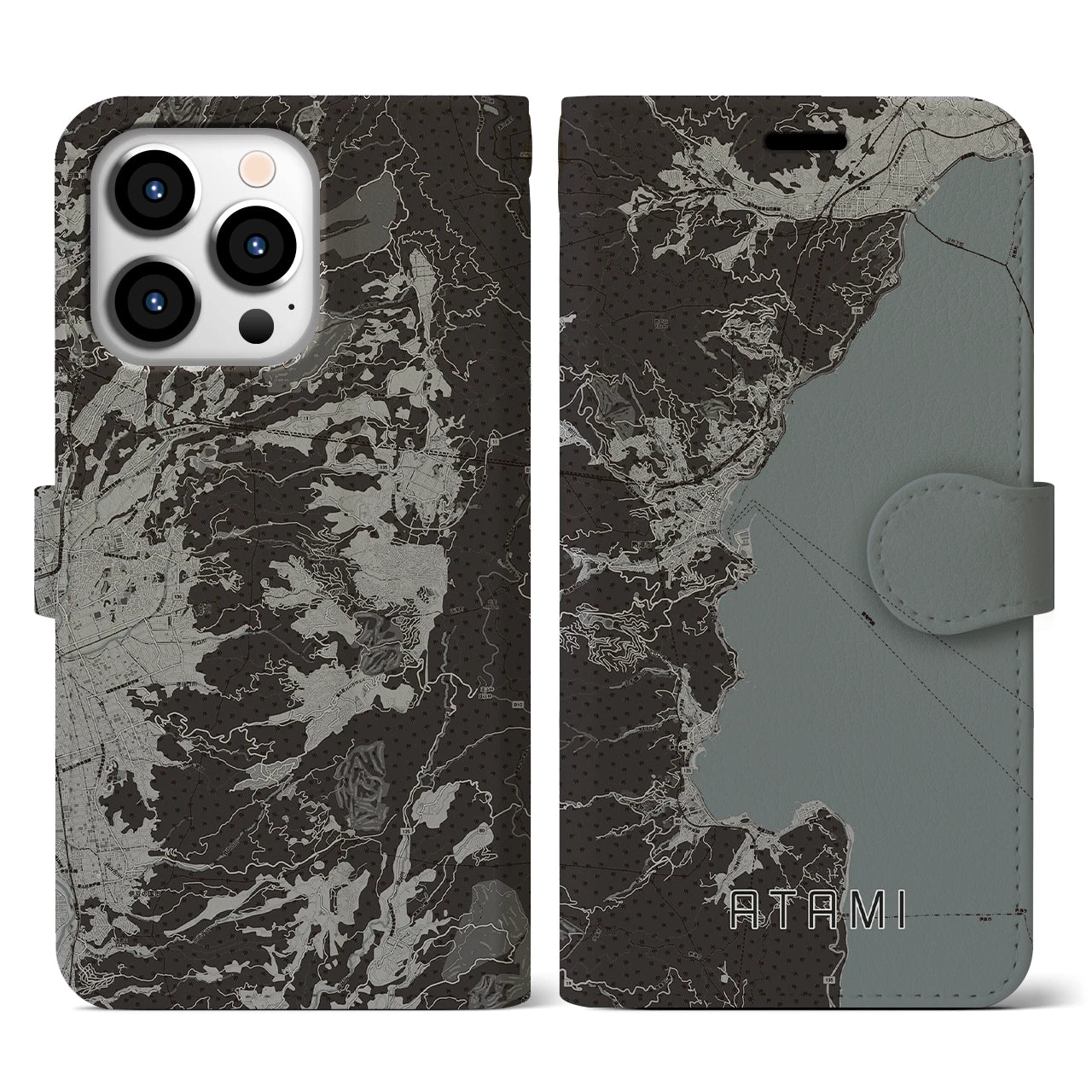 【熱海(静岡県)】地図柄iPhoneケース(手帳タイプ)