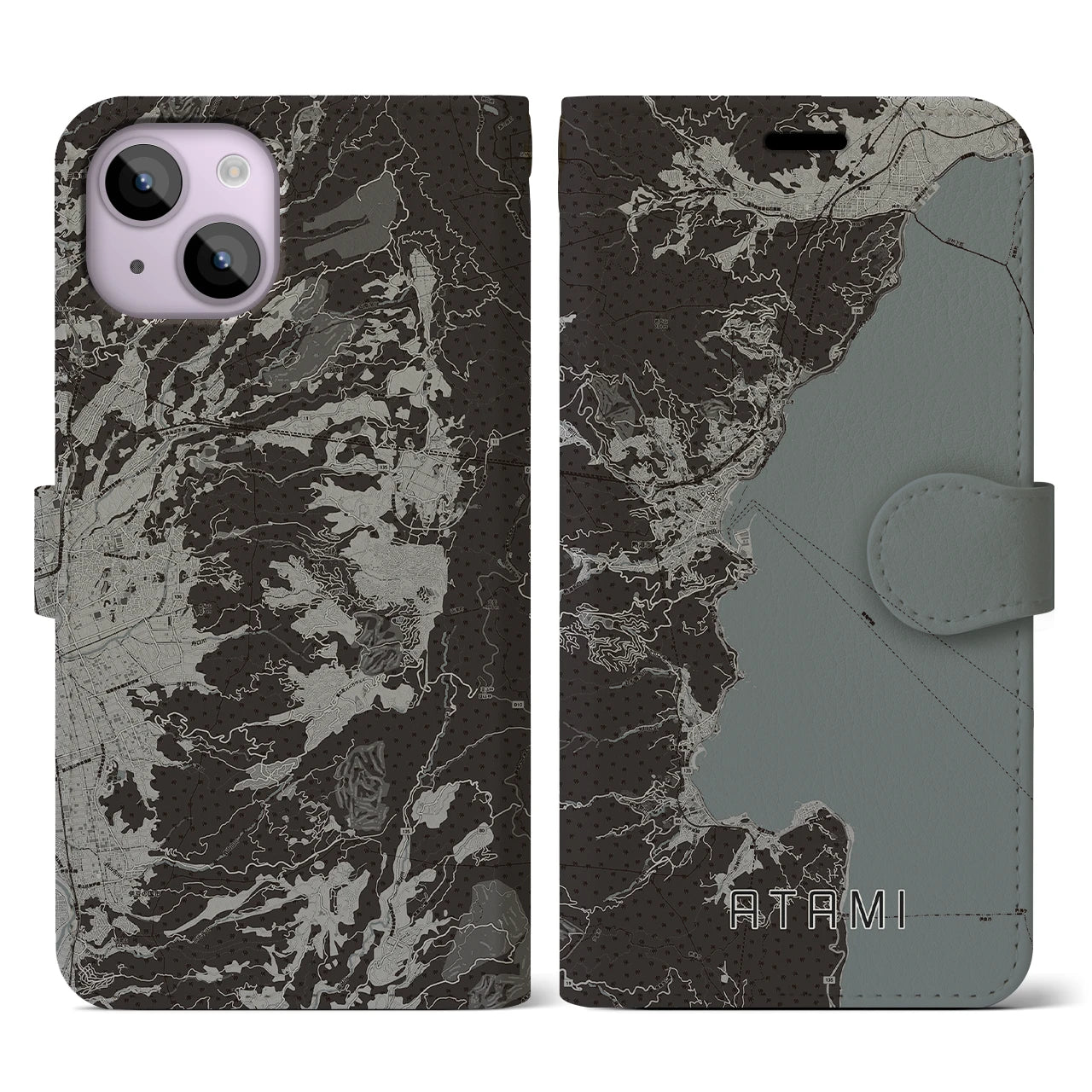 【熱海(静岡県)】地図柄iPhoneケース(手帳タイプ)