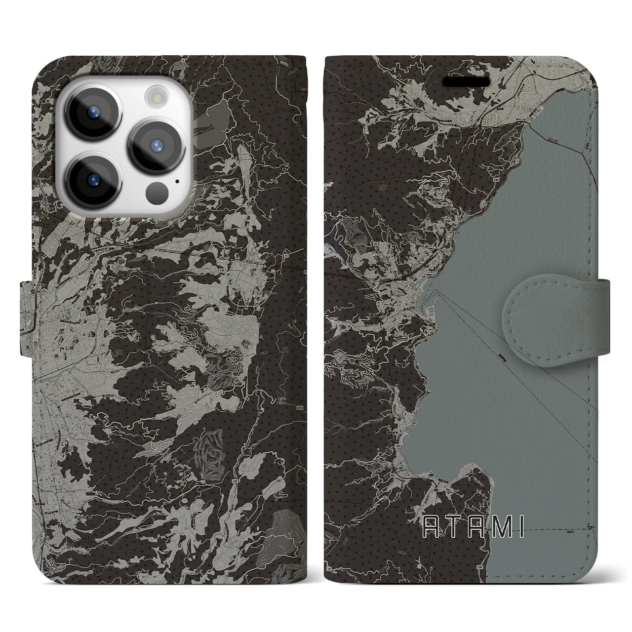 【熱海(静岡県)】地図柄iPhoneケース(手帳タイプ)