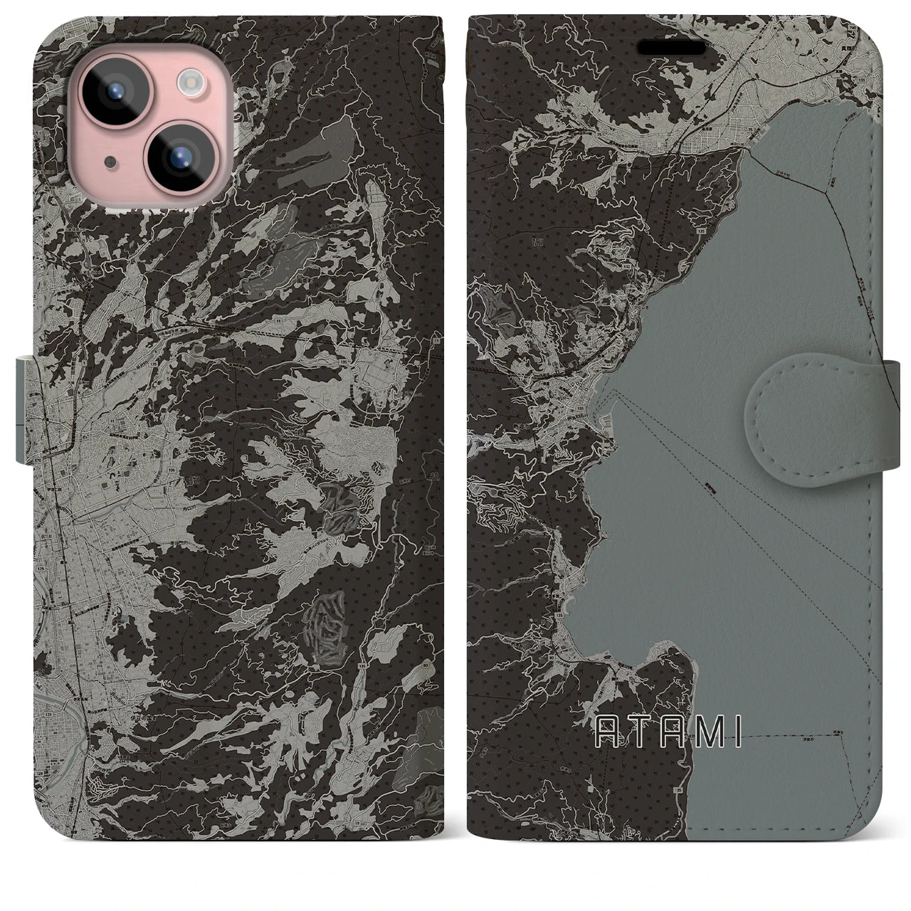 【熱海(静岡県)】地図柄iPhoneケース(手帳タイプ)