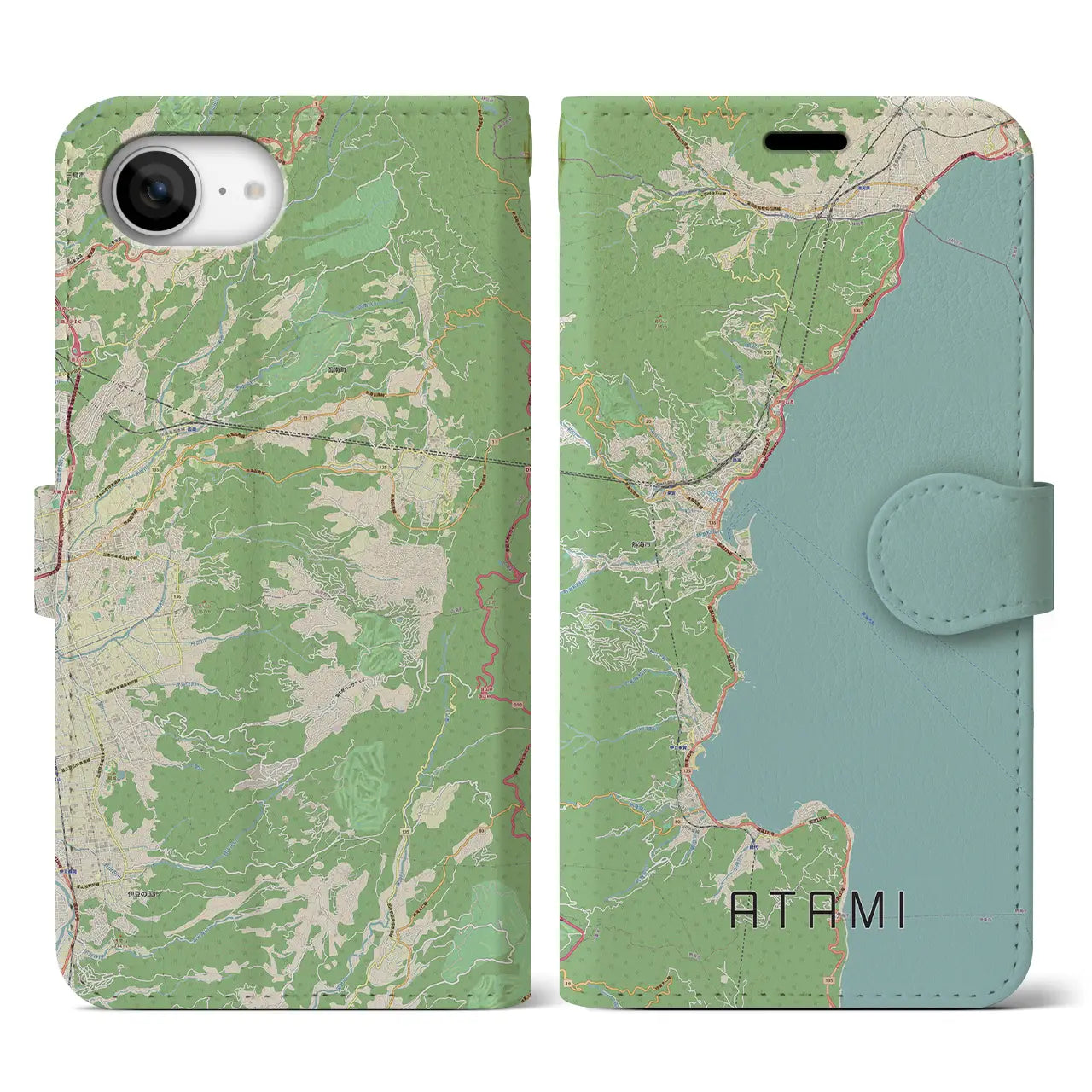 【熱海(静岡県)】地図柄iPhoneケース(手帳タイプ)