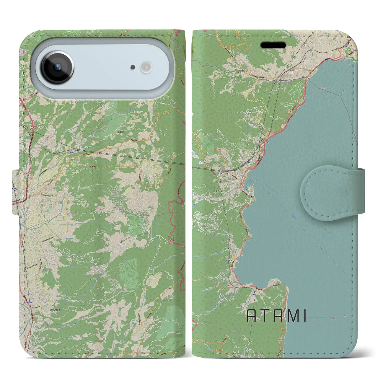 【熱海(静岡県)】地図柄iPhoneケース(手帳タイプ)ナチュラル・iPhone 17 Pro Max 用