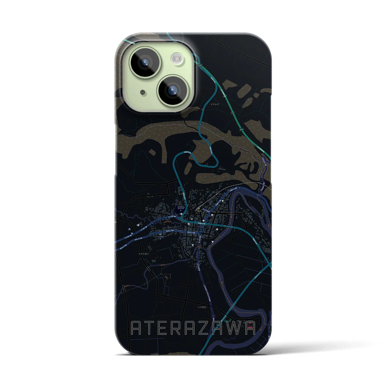 【左沢(山形県)】地図柄iPhoneケース(バックカバータイプ)