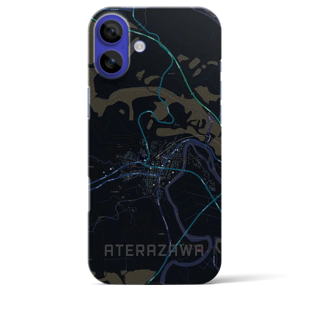 【左沢(山形県)】地図柄iPhoneケース(バックカバータイプ)