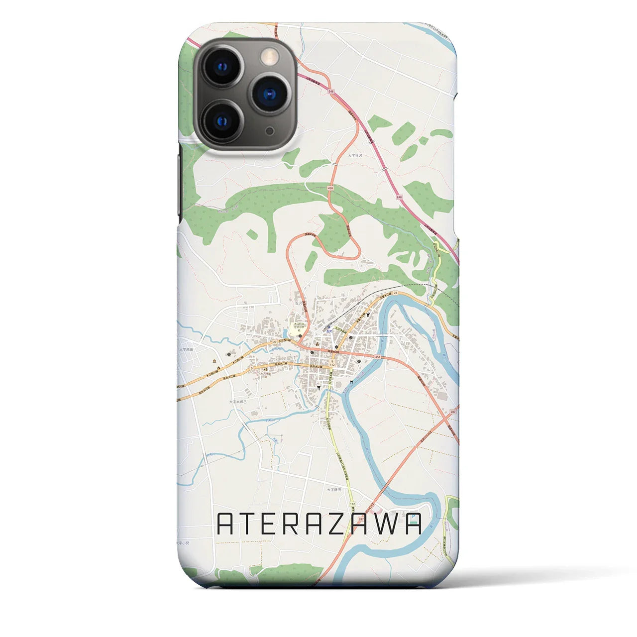 【左沢(山形県)】地図柄iPhoneケース(バックカバータイプ)
