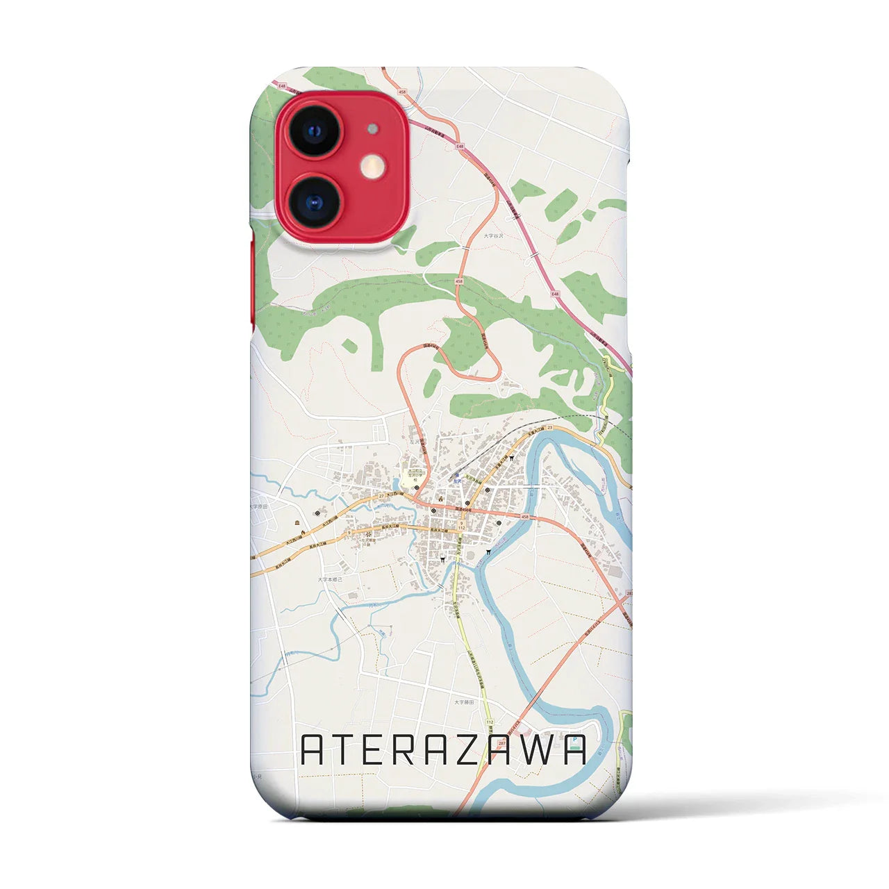 【左沢(山形県)】地図柄iPhoneケース(バックカバータイプ)