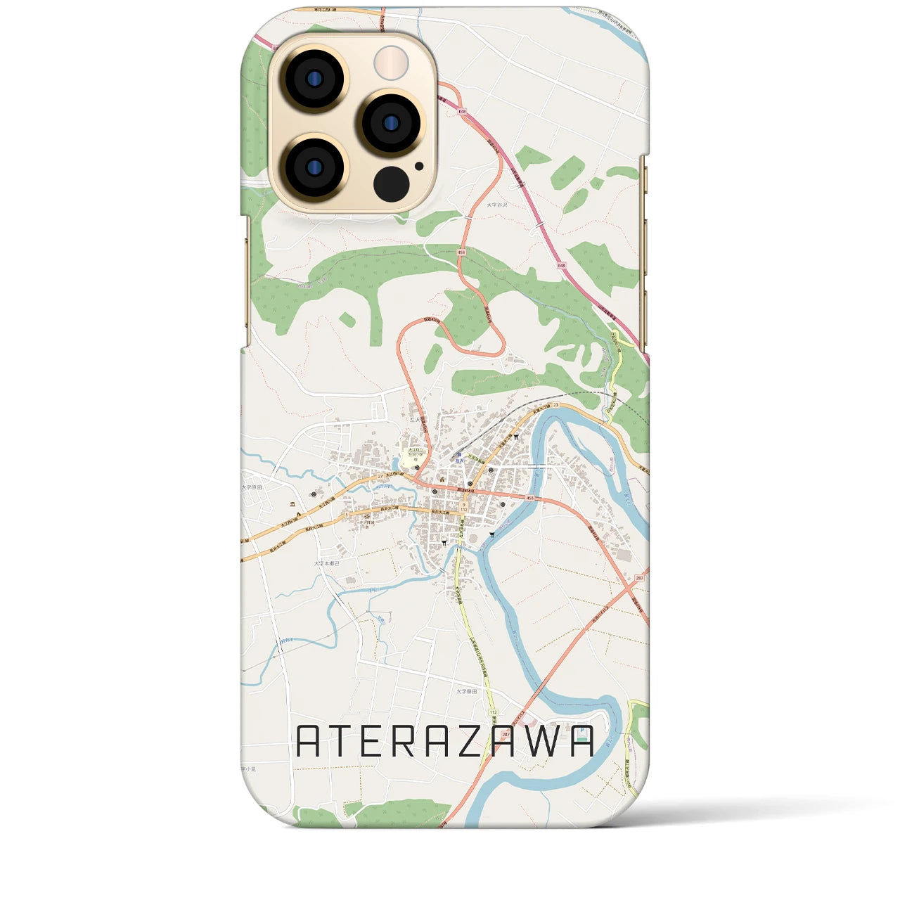 【左沢(山形県)】地図柄iPhoneケース(バックカバータイプ)